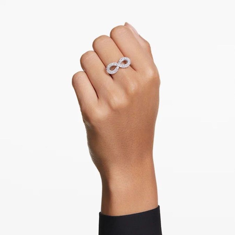 Hyperbola Cocktail Ring Infinity White Rhodium plated -Swarovski