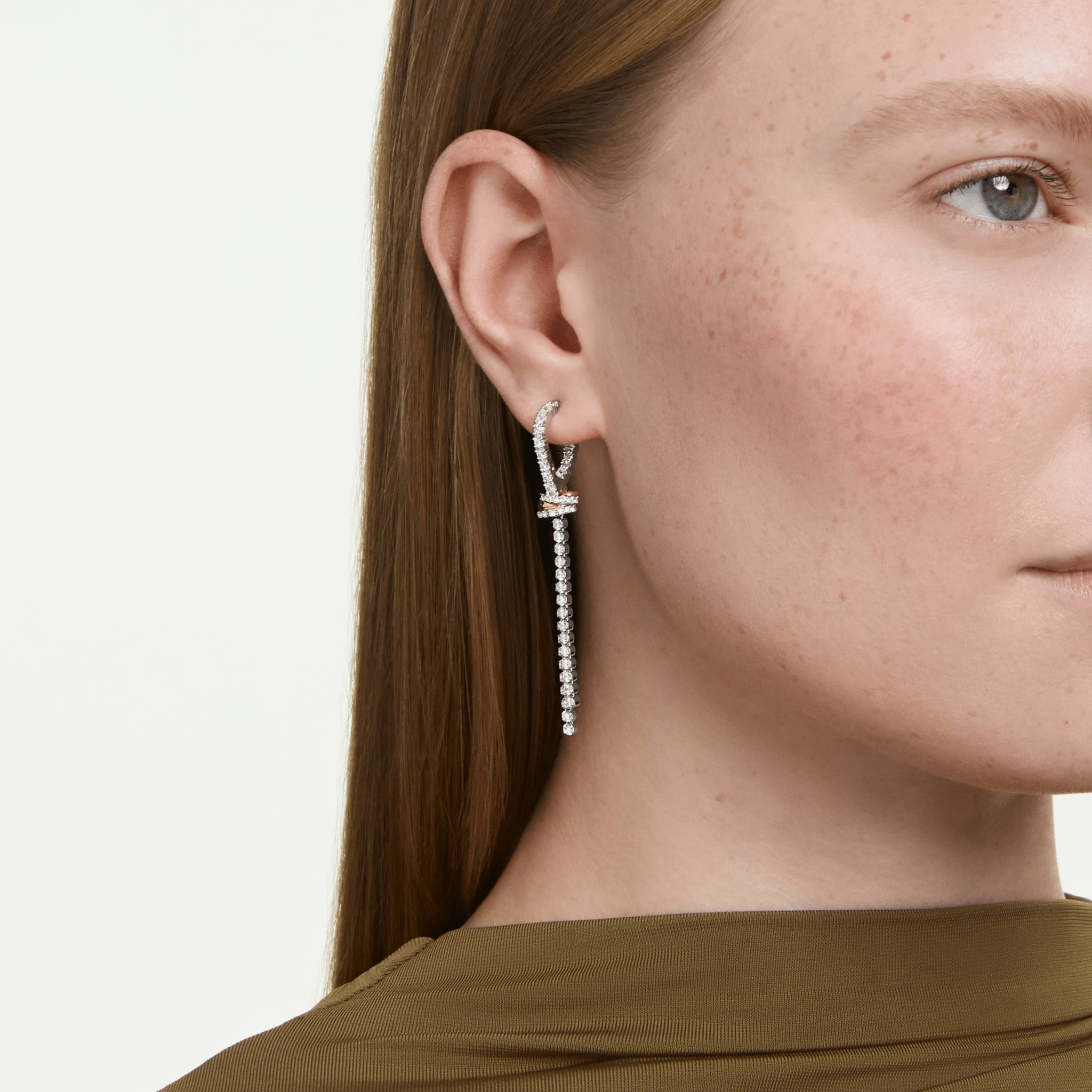 Hyperbola drop earrings, Round cut, Knot, White, Mixed metal finish -Swarovski