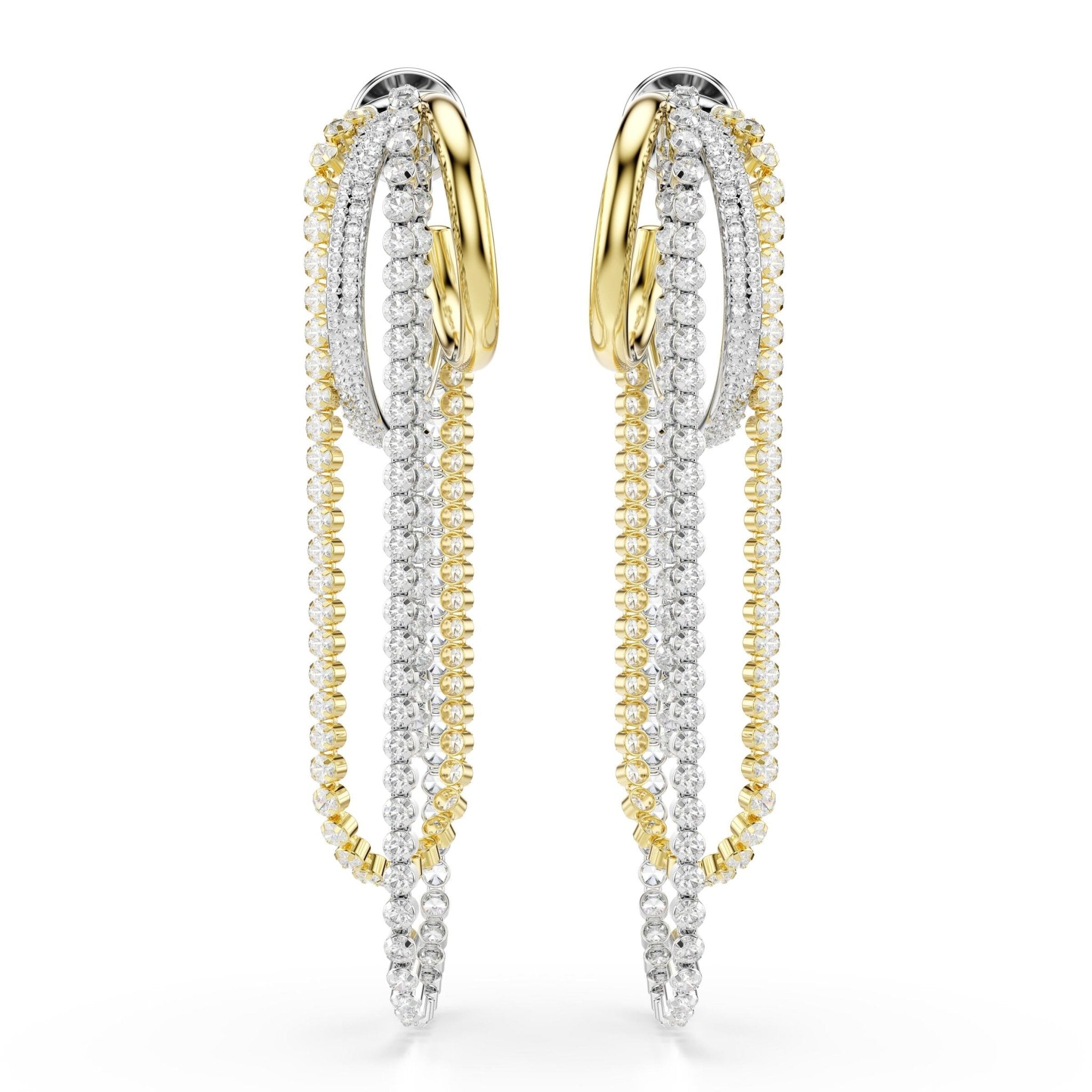 Hyperbola earrings, Layered, Round cut, White, Mixed metal finish -Swarovski