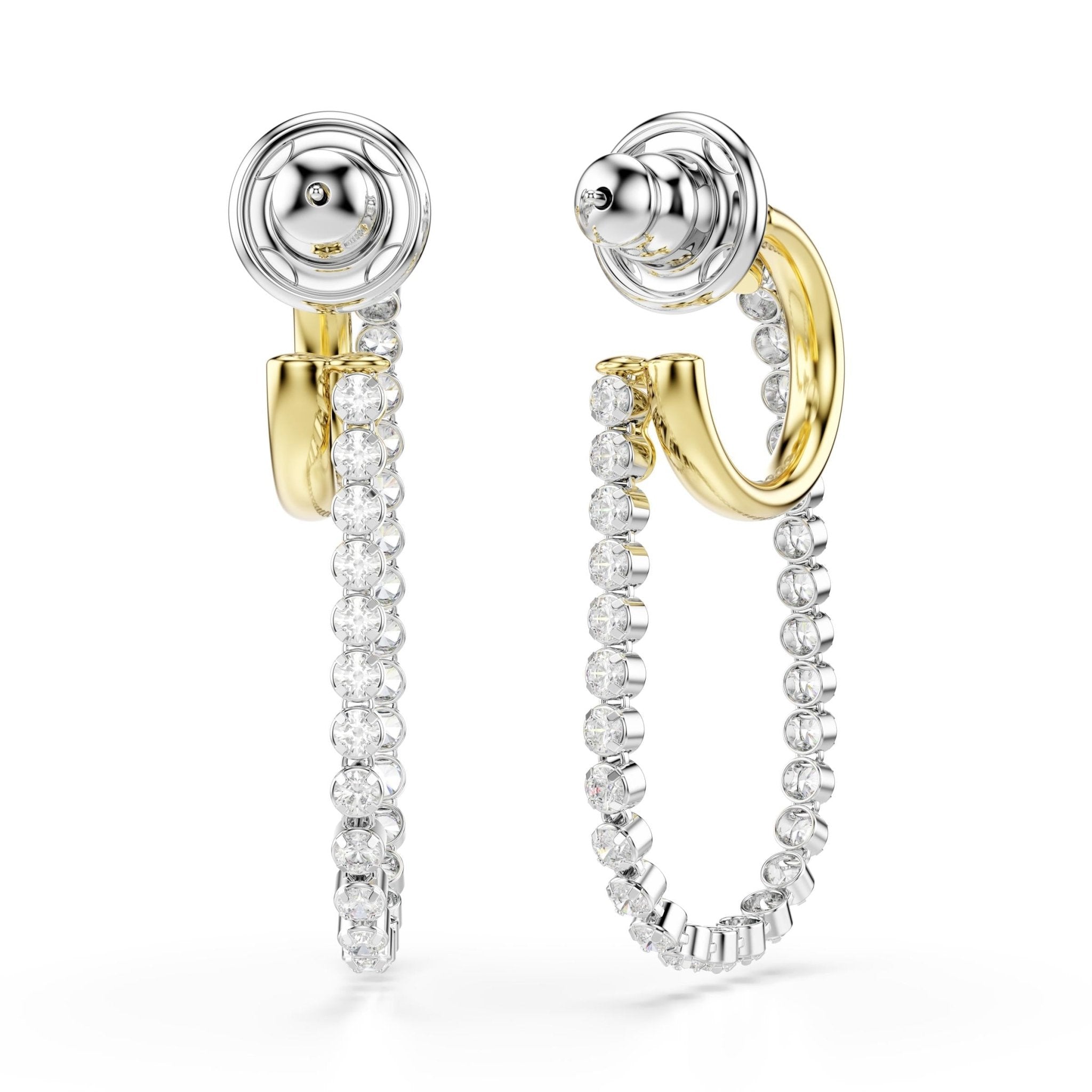 Hyperbola earrings, Round cut, White, Mixed metal finish -Swarovski