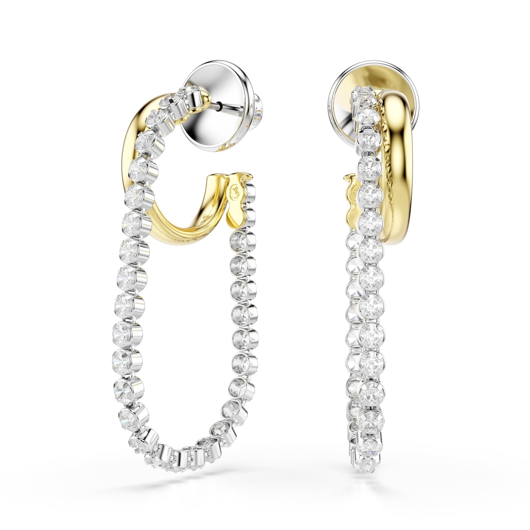 Hyperbola earrings, Round cut, White, Mixed metal finish -Swarovski