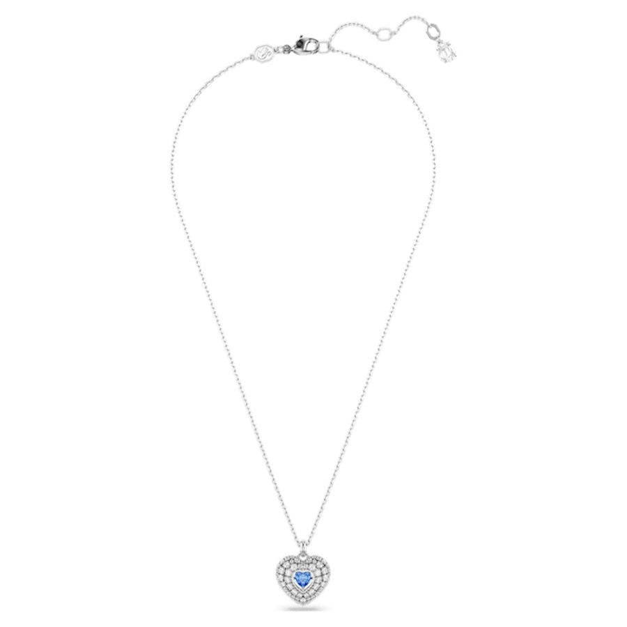 Hyperbola Pendant Heart Blue Rhodium plated -Swarovski