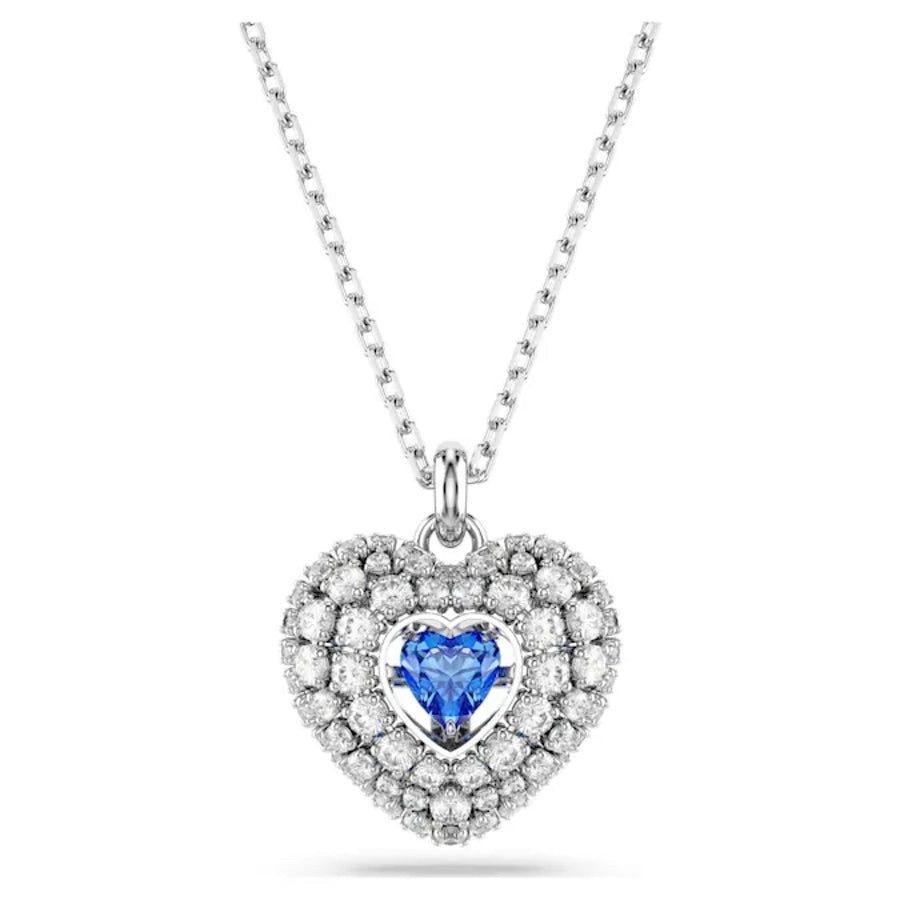 Hyperbola Pendant Heart Blue Rhodium plated -Swarovski