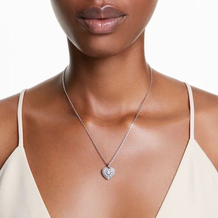 Hyperbola Pendant Heart White Rhodium plated -Swarovski