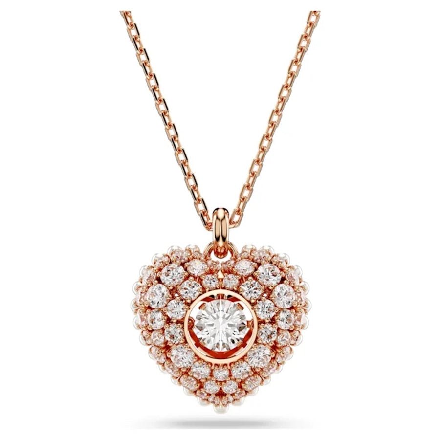 Hyperbola Pendant Heart White Rose gold-tone plated -Swarovski