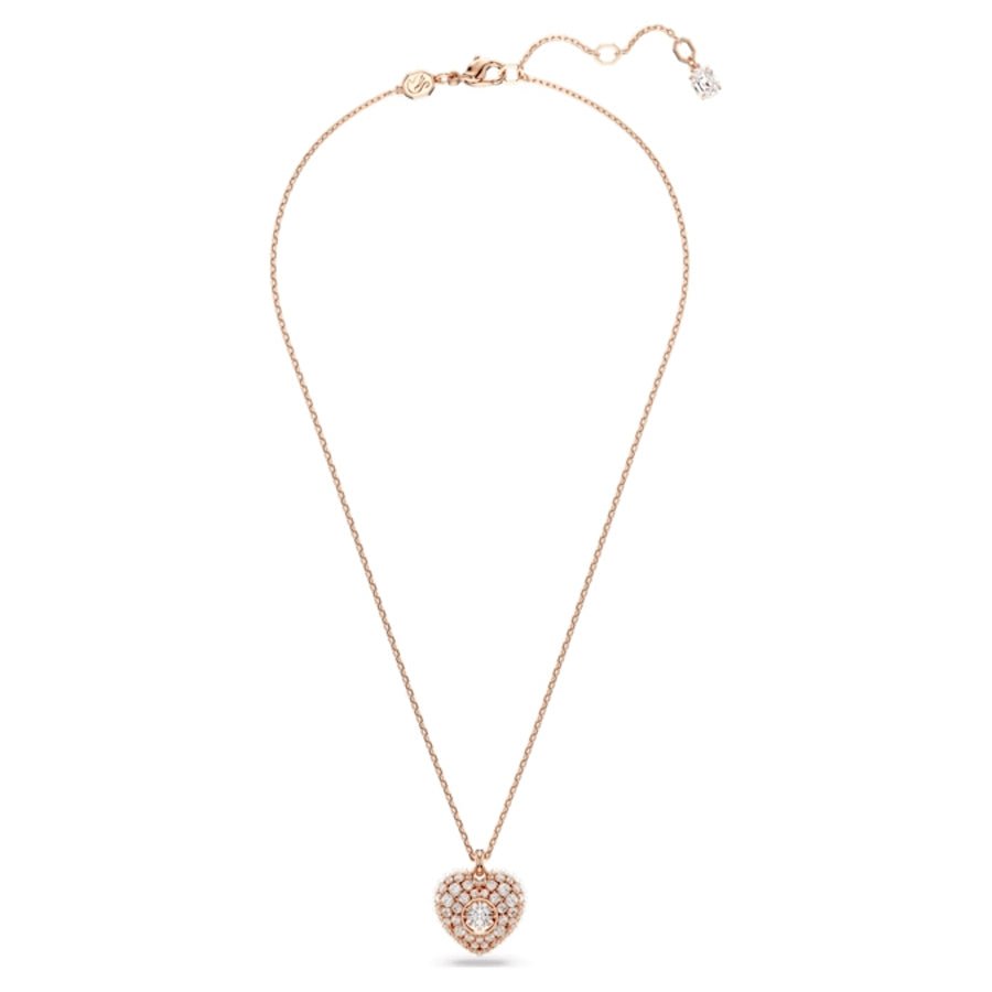 Hyperbola Pendant Heart White Rose gold-tone plated -Swarovski