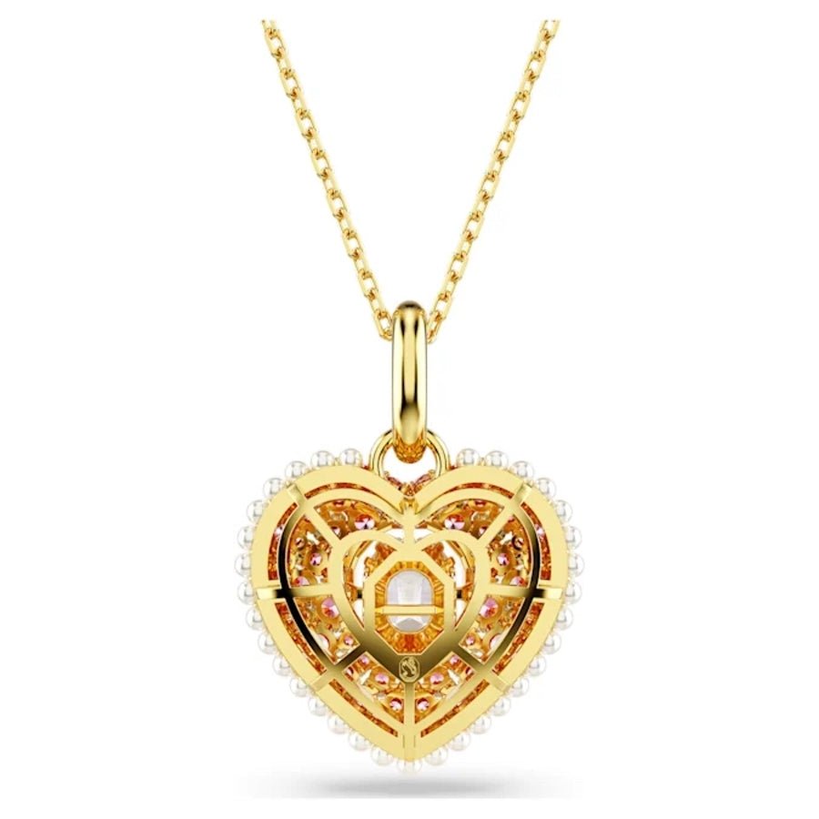 Hyperbola Pendant Octagon Cut Heart Pink Gold-tone plated -Swarovski