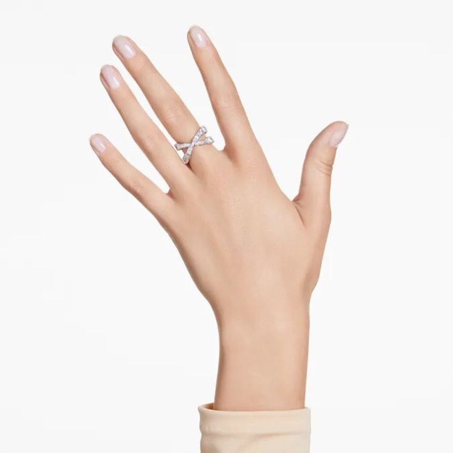Hyperbola Ring Infinity White Silver-tone finish -Swarovski