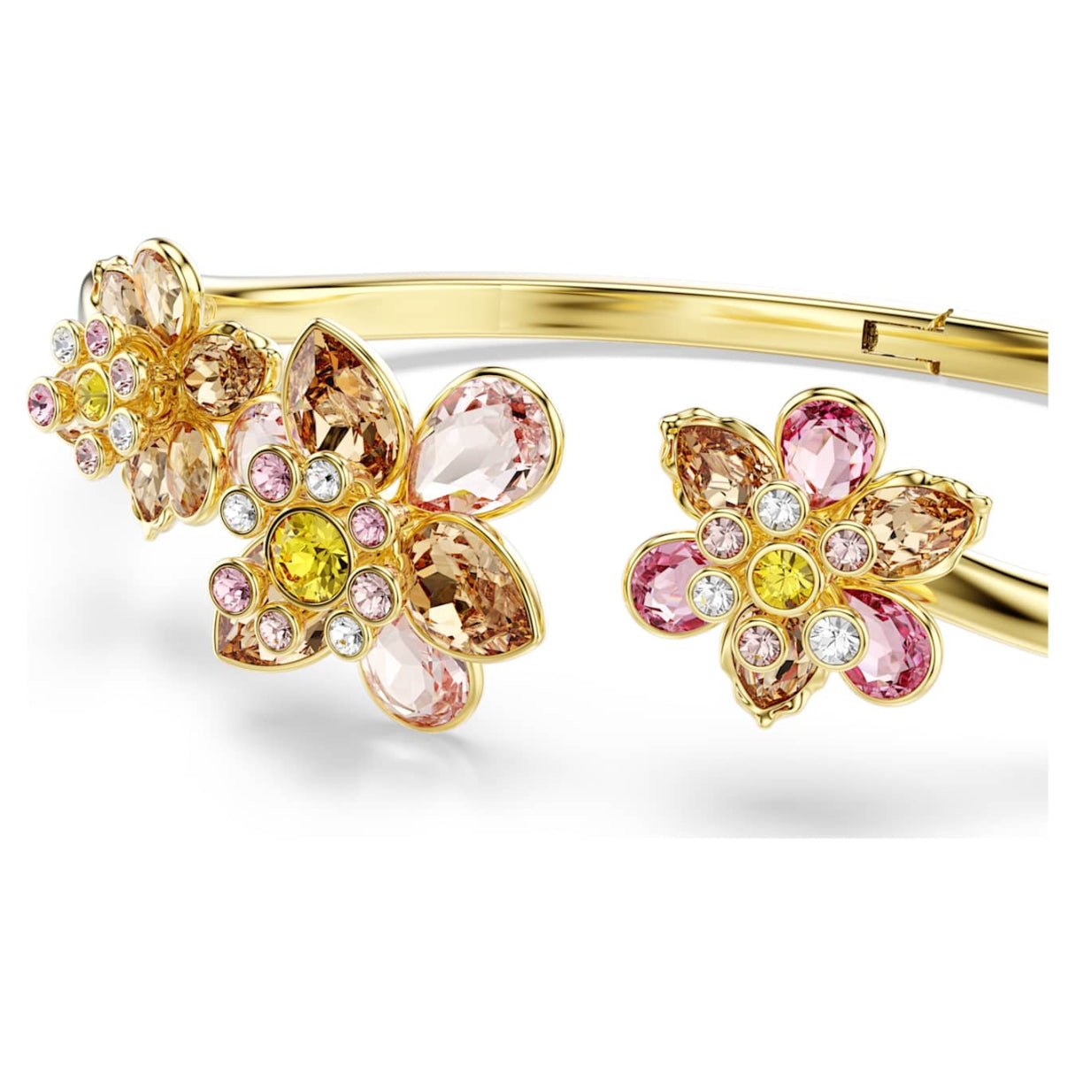 Idyllia bangle Mixed cuts, Flower, Multicolored, 18K gold finish -Swarovski