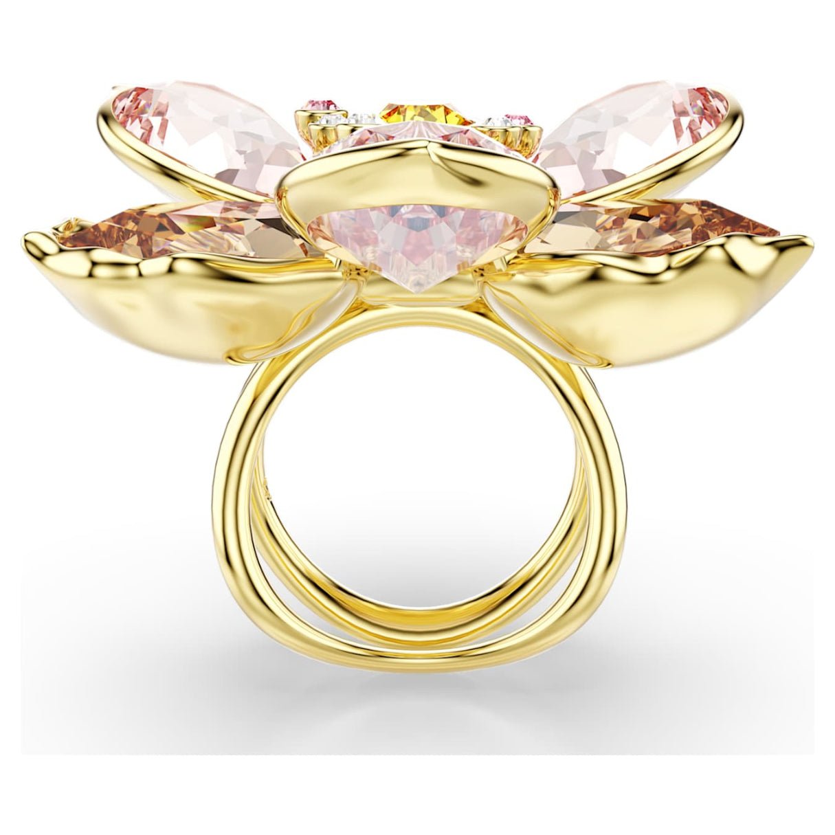 Idyllia motif ring Mixed cuts, Flower, Multicolored, 18K gold finish 55 -Swarovski