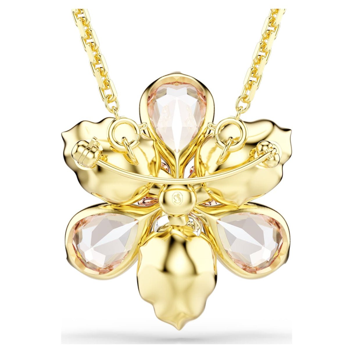Idyllia pendant and broochMixed cuts, Flower, Multicoloured, 18K gold finish -Swarovski