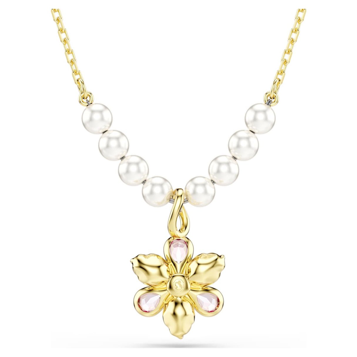 Idyllia pendant Crystal pearl, Mixed cuts, Flower, Multicolored, 18K gold finish -Swarovski