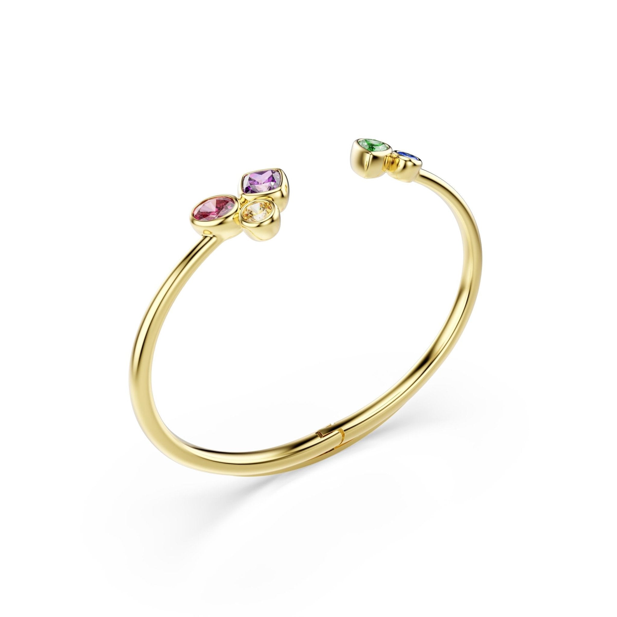 Imber bangle, Mixed cuts, Multicolored, 18K gold finish -Swarovski