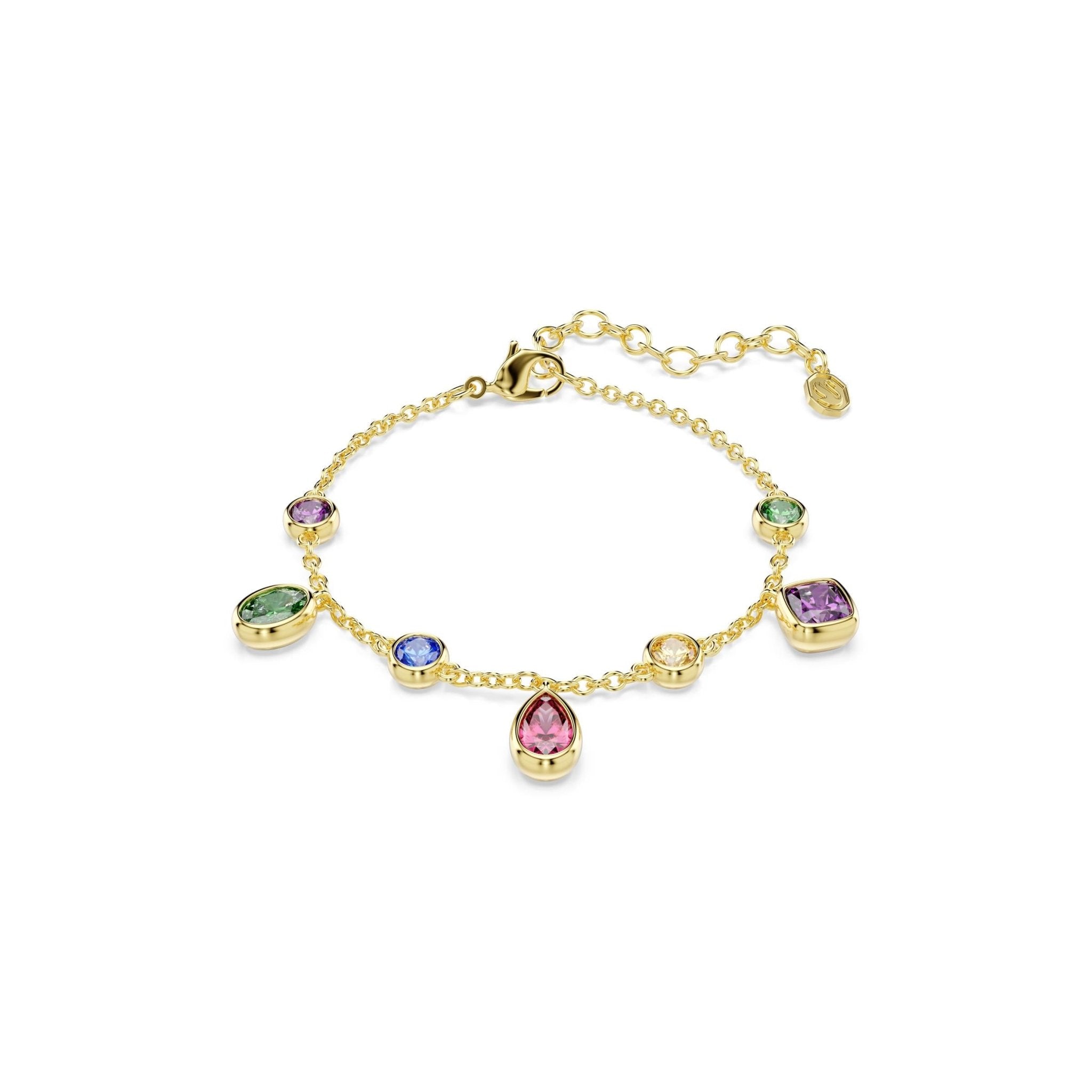 Imber bracelet, Mixed cuts, Multicolored, 18K gold finish -Swarovski