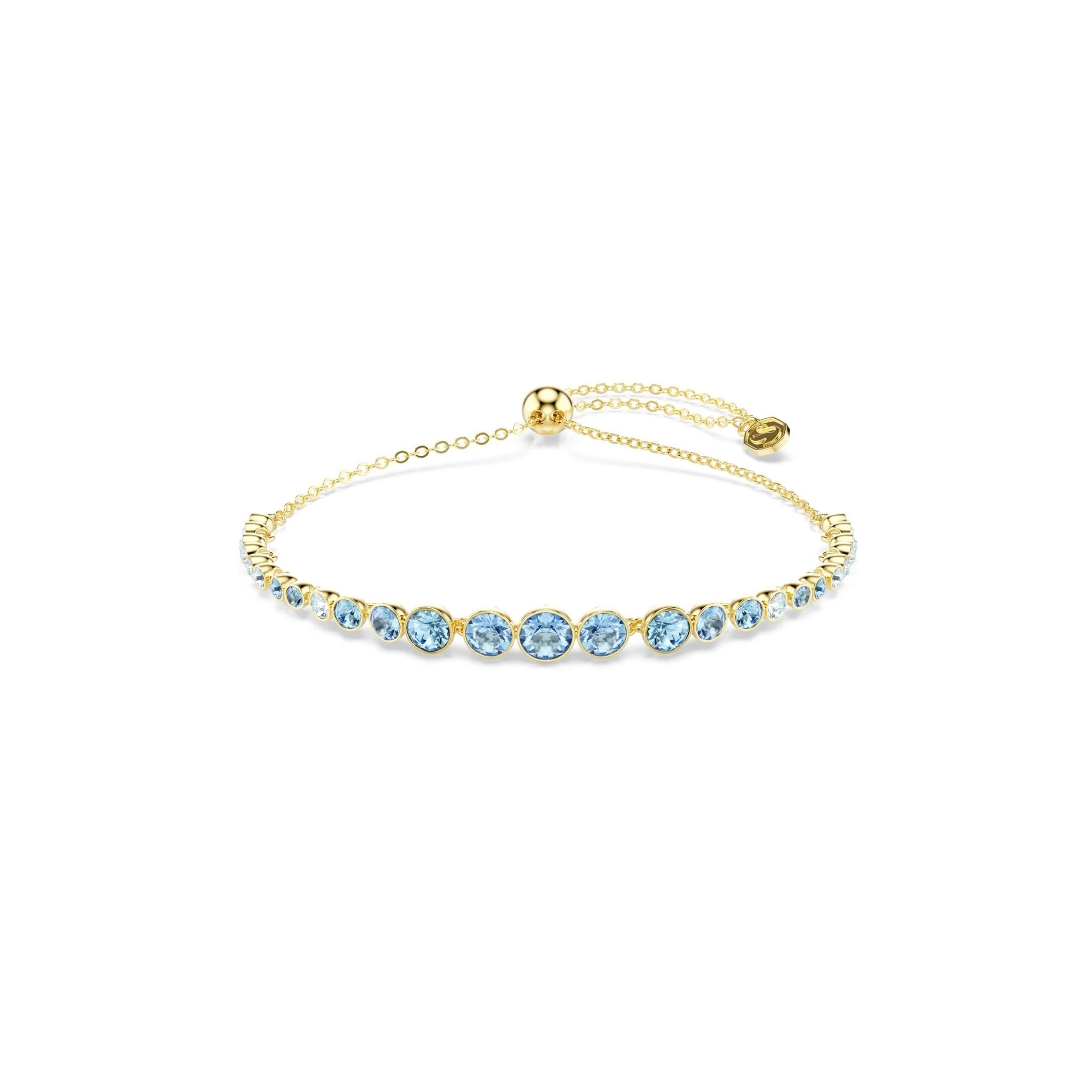 Imber bracelet, Round cut, Blue, 18K gold finish -Swarovski