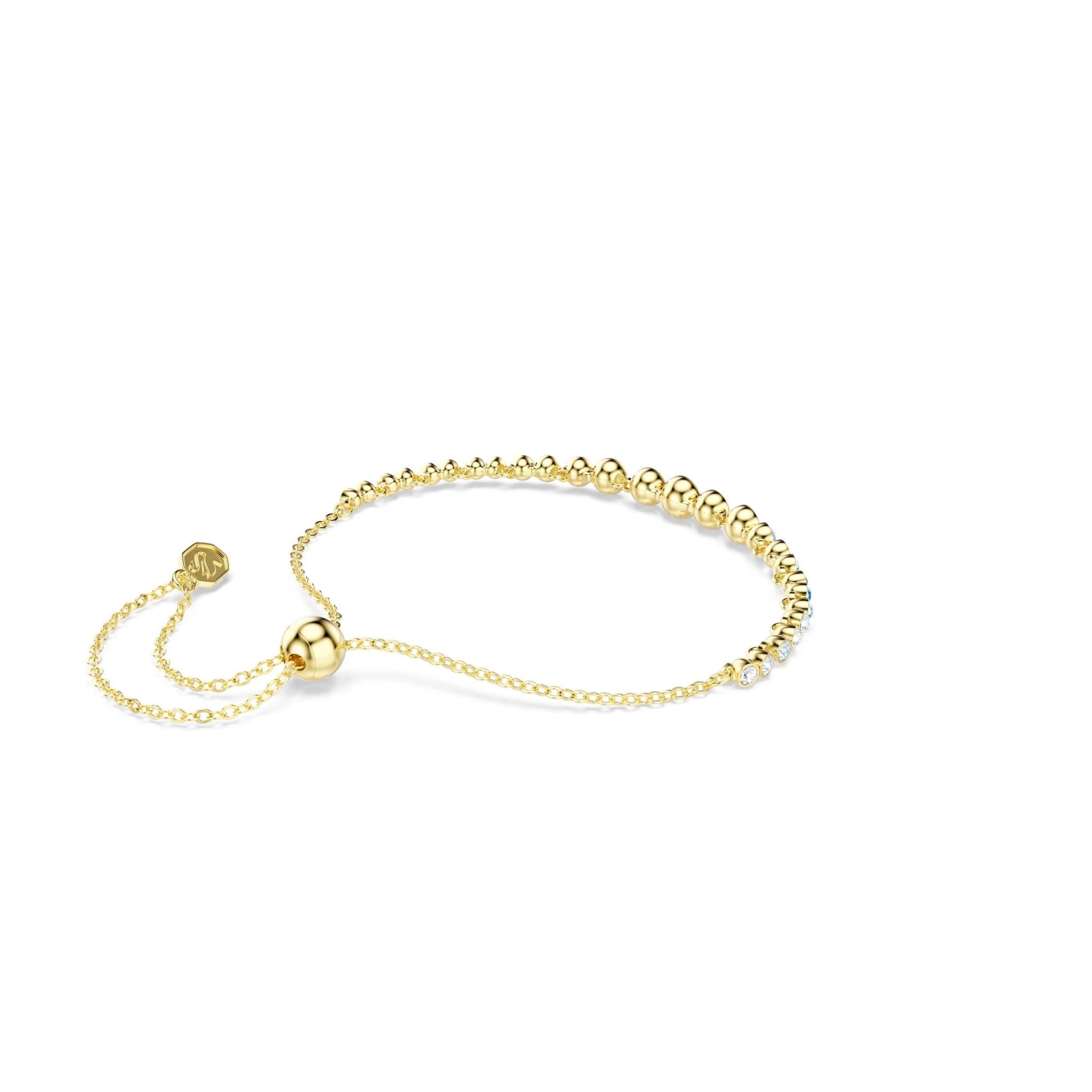 Imber bracelet, Round cut, Blue, 18K gold finish -Swarovski