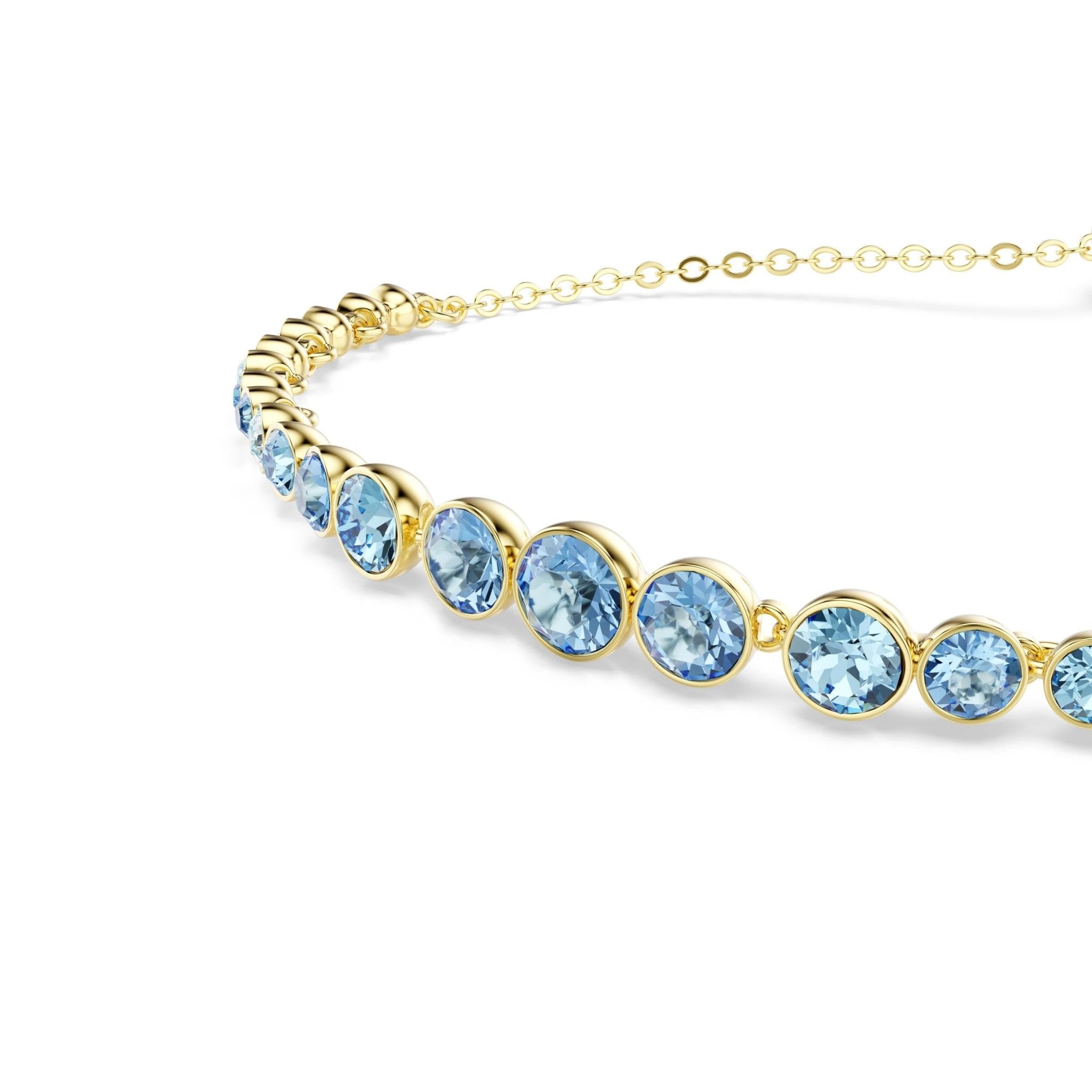 Imber bracelet, Round cut, Blue, 18K gold finish -Swarovski