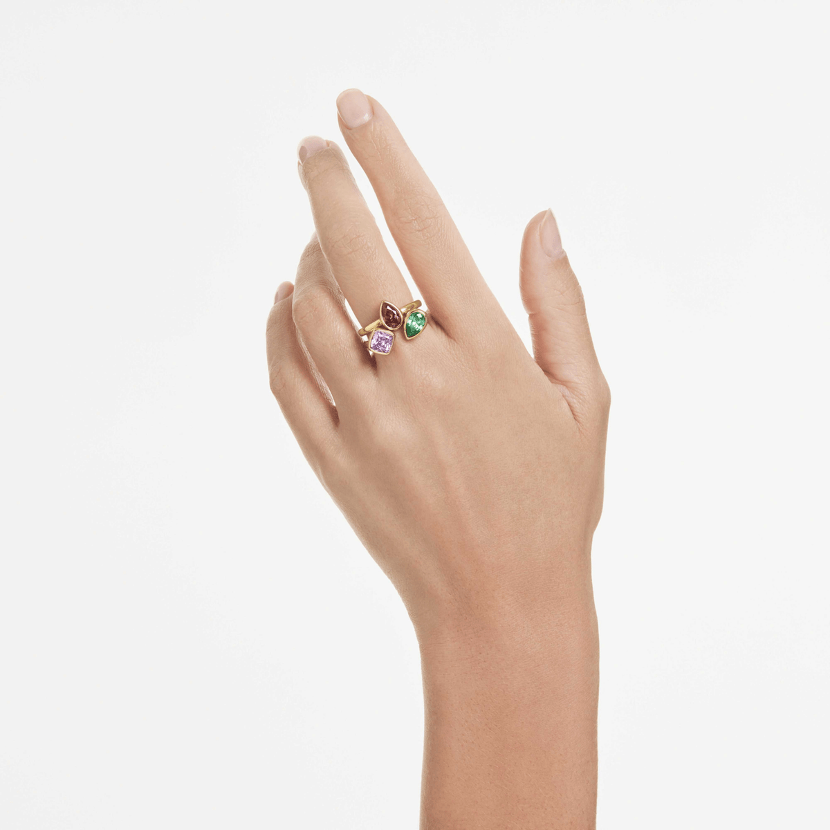 Imber cocktail ring, Set (2), Mixed cuts, Multicolored, 18K gold finish -Swarovski