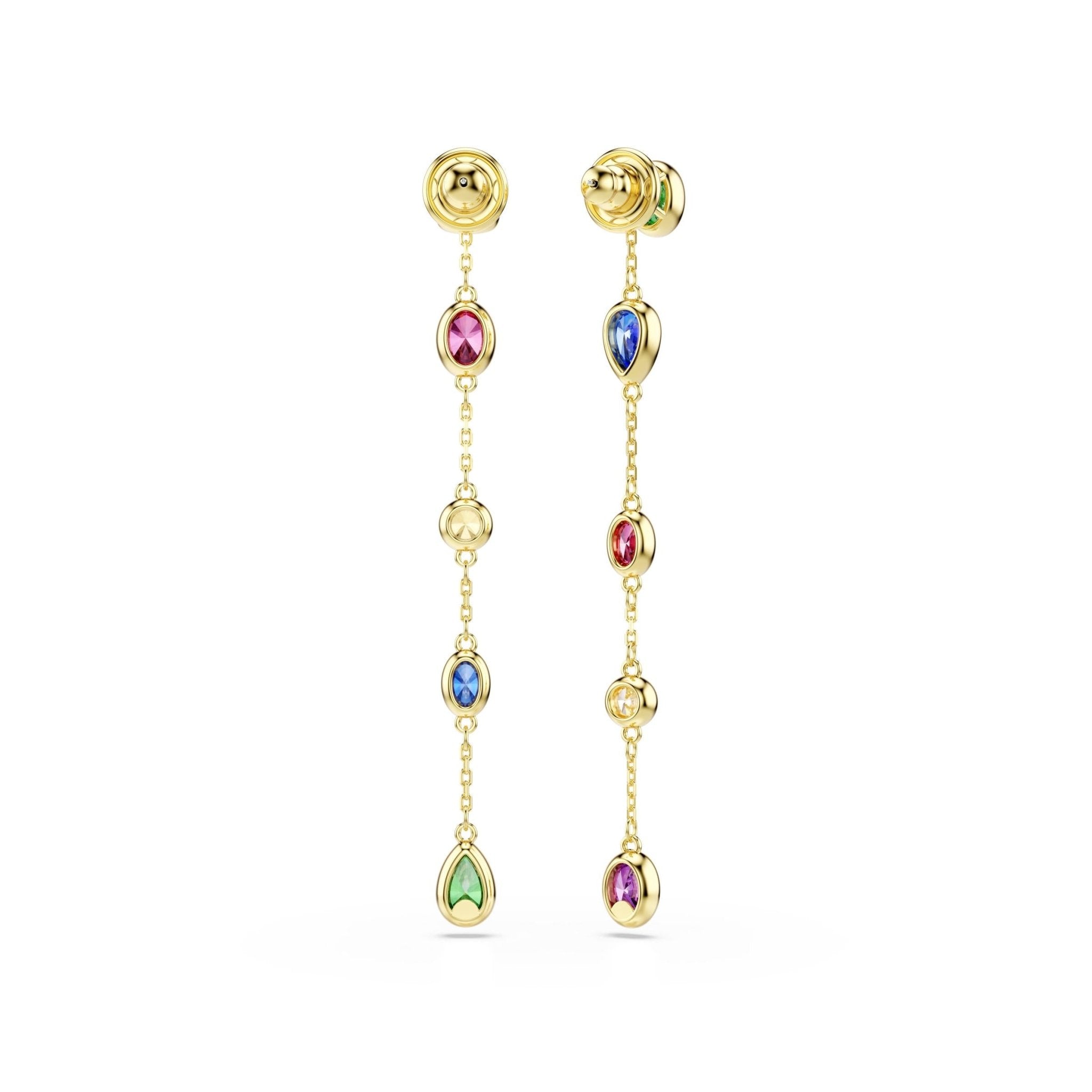 Imber drop earrings, Mixed cuts, Multicolored, 18K gold finish -Swarovski