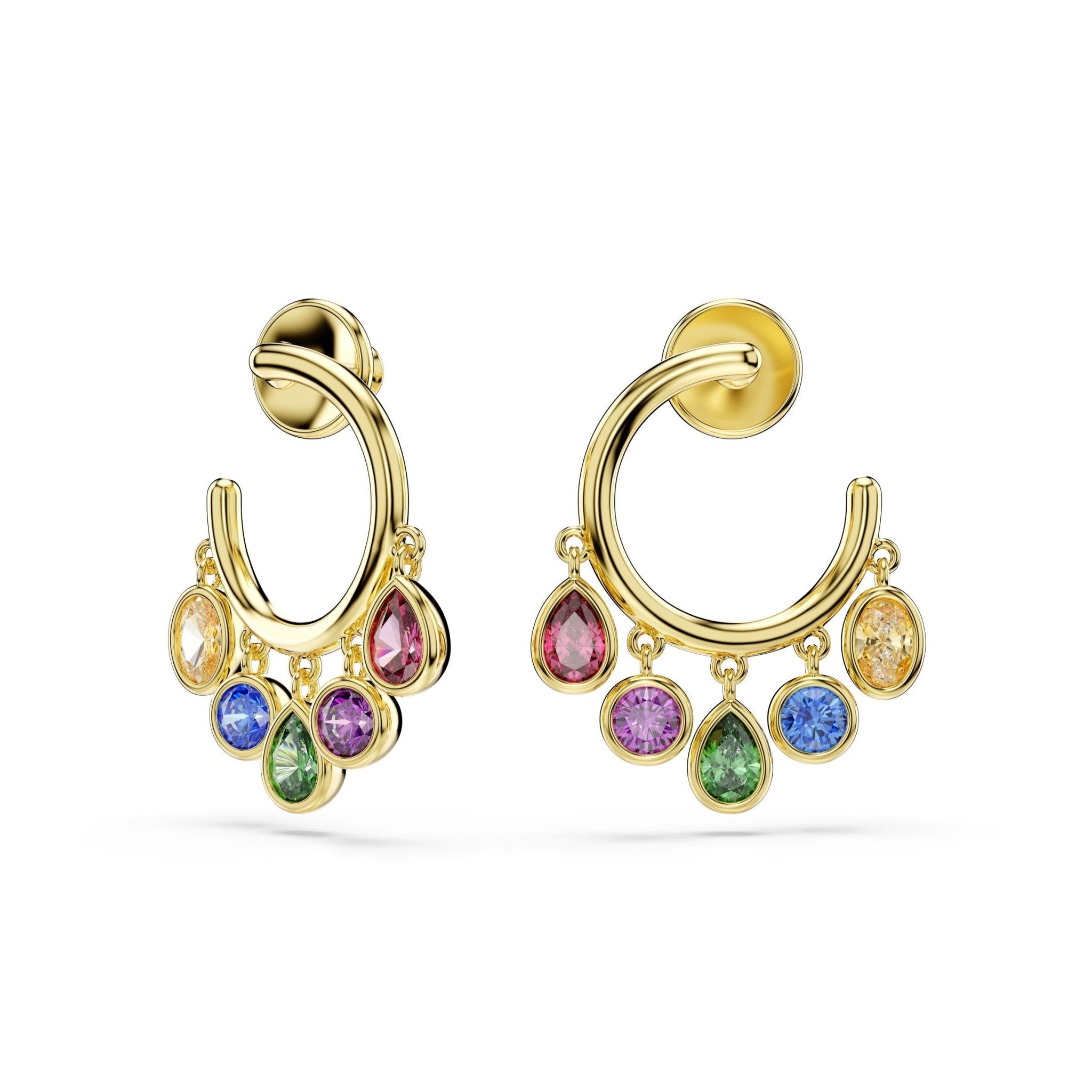 Imber hoop earrings, Mixed cuts, Multicolored, 18K gold finish -Swarovski