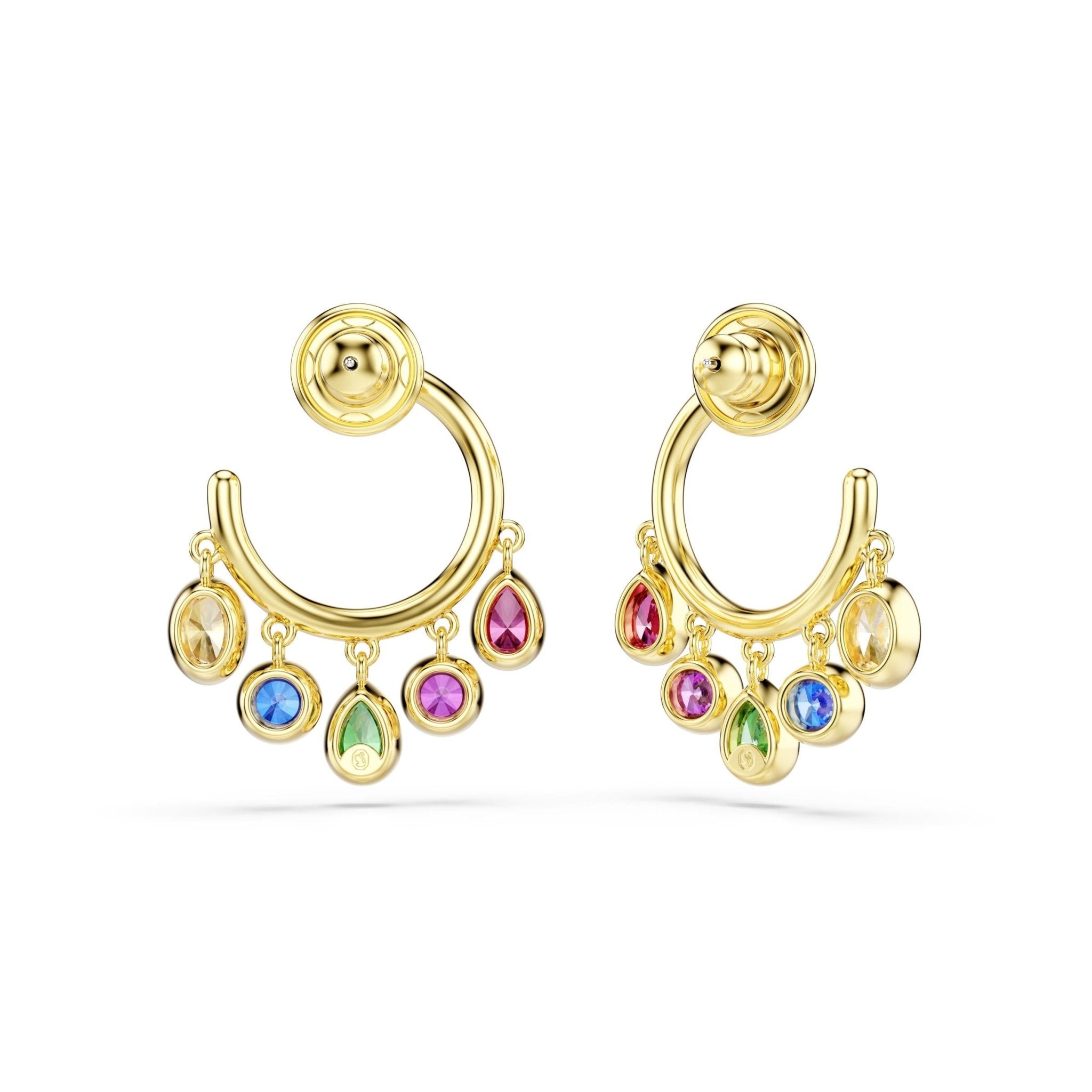 Imber hoop earrings, Mixed cuts, Multicolored, 18K gold finish -Swarovski