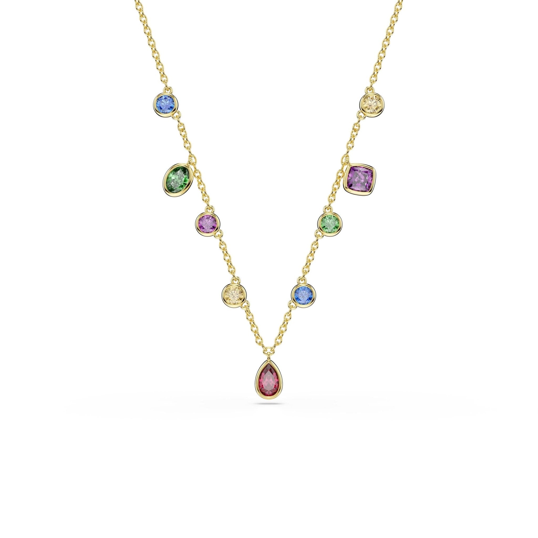 Imber necklace, Mixed cuts, Multicolored, 18K gold finish -Swarovski