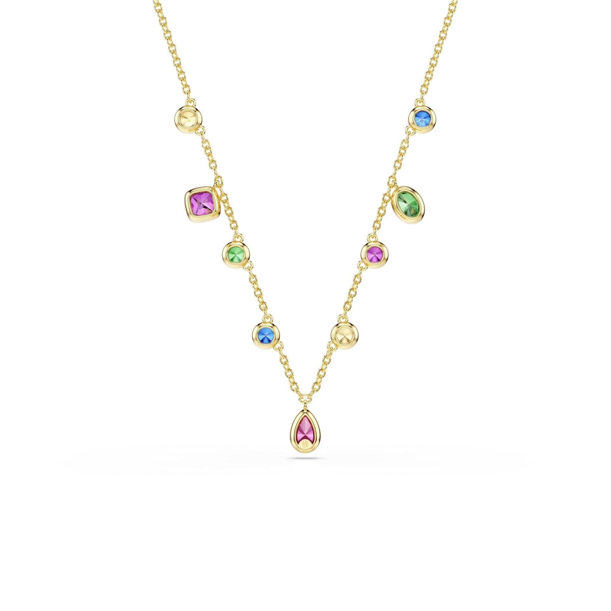 Imber necklace, Mixed cuts, Multicolored, 18K gold finish -Swarovski