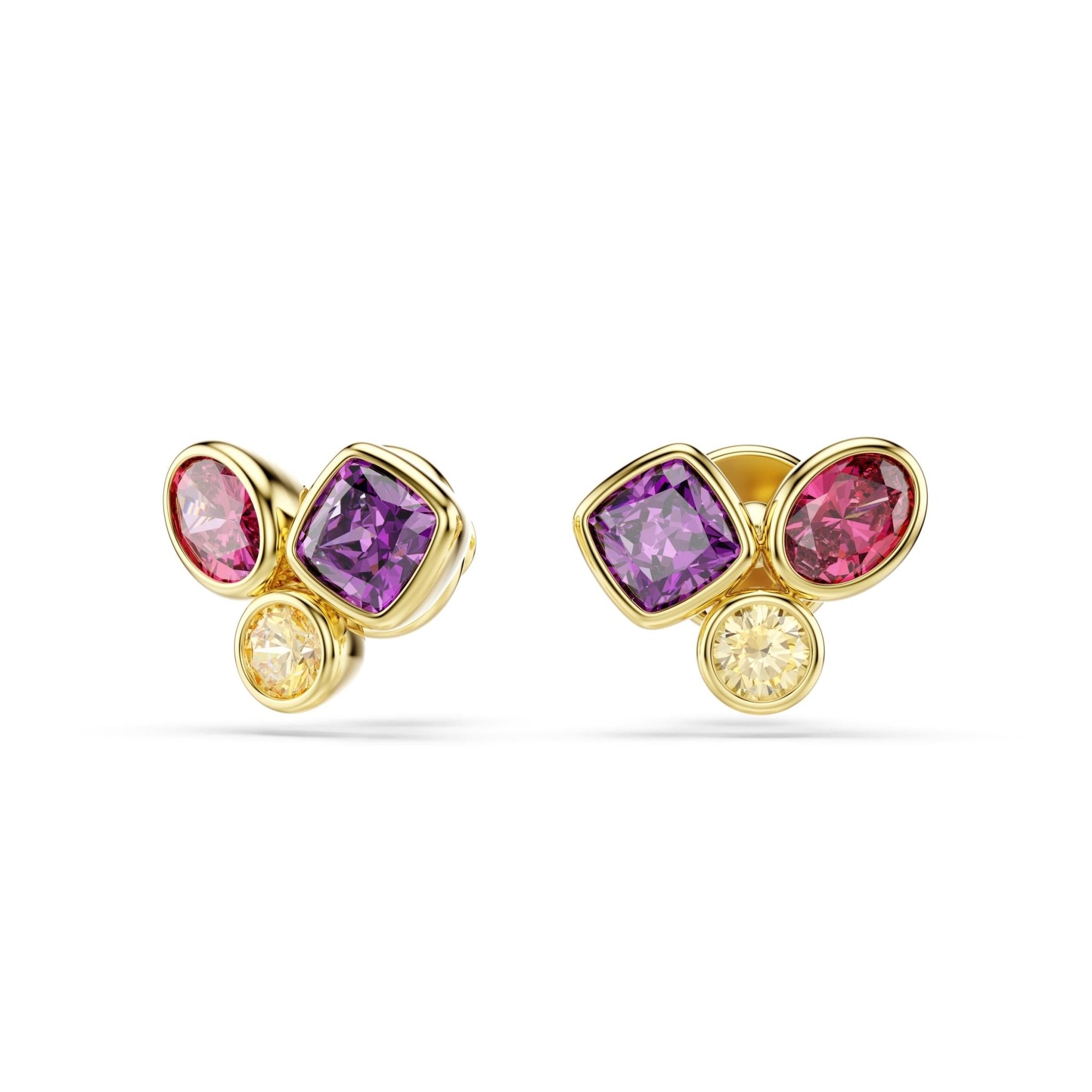 Imber stud earrings, Mixed cuts, Multicolored, 18K gold finish -Swarovski