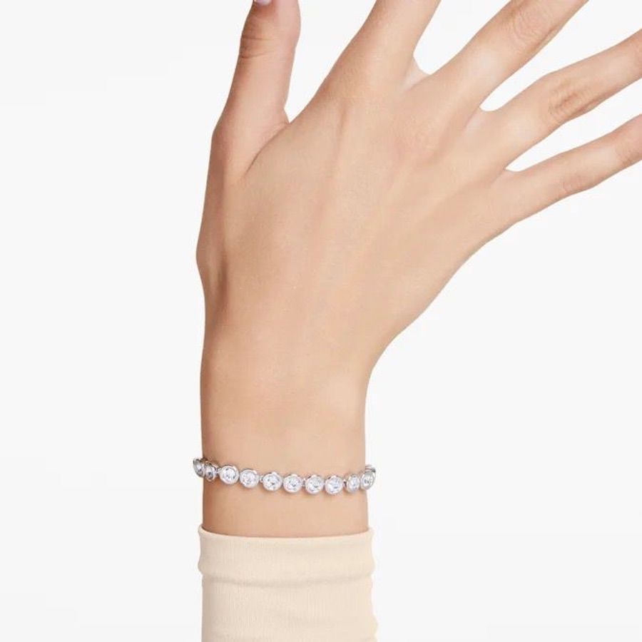 Imber Tennis Bracelet Round Cut White Rhodium plated -Swarovski