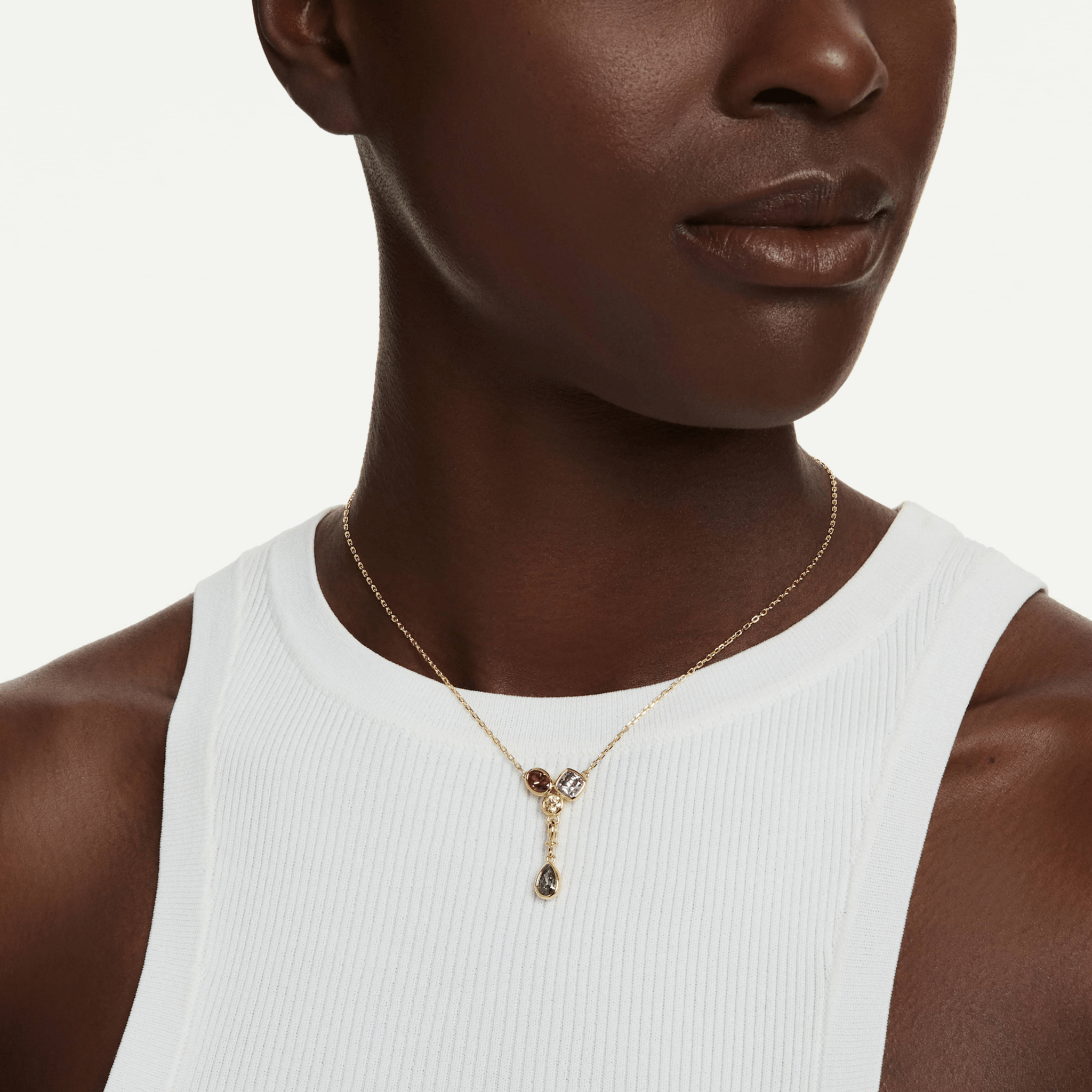 Imber Y pendant, Mixed cuts, Multicolored, 18K gold finish -Swarovski