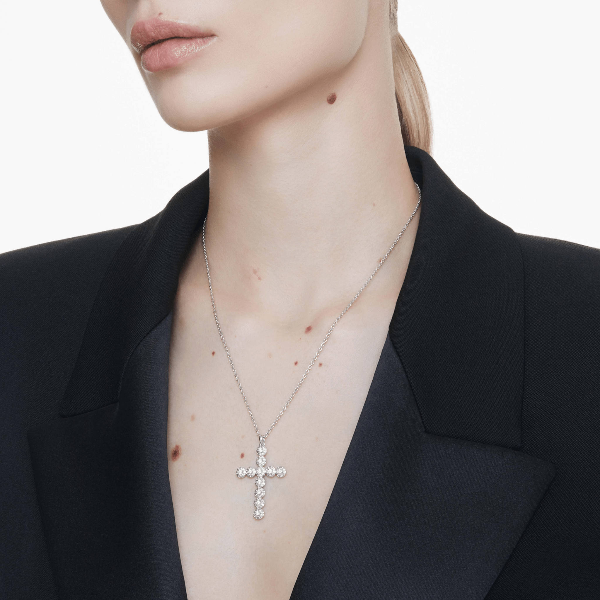Insigne Pendant Mixed Cuts Cross White Rhodium plated -Swarovski