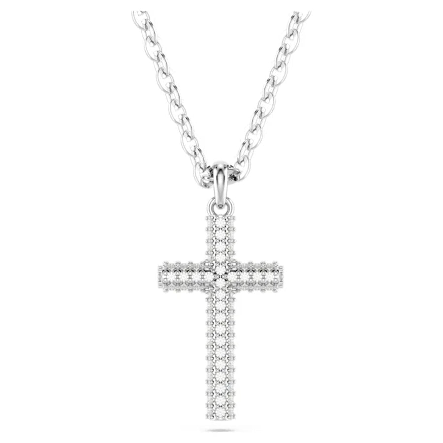 Insigne Pendant Pavé Cross White Rhodium plated -Swarovski