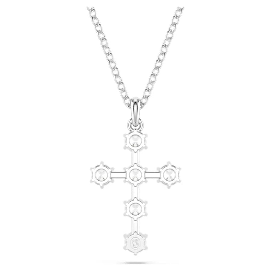 Insigne Pendant Round Cut Cross White Rhodium plated -Swarovski