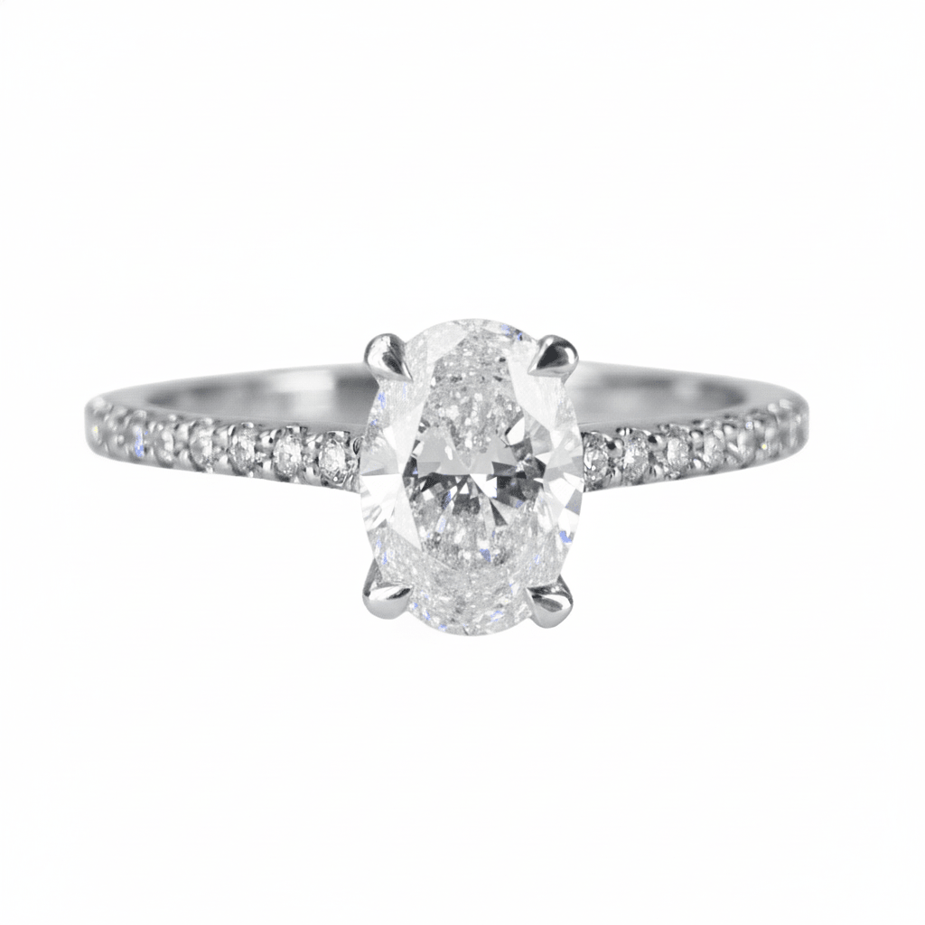 Lab Grown Diamond 9CT White Gold 1CT Oval Halo Ring -Lab Grown Diamonds