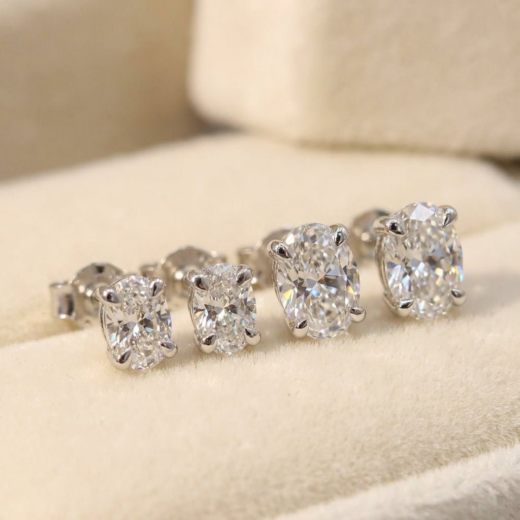 Lab Grown Diamond 9CT White Gold Oval Studs -Lab Grown Diamonds