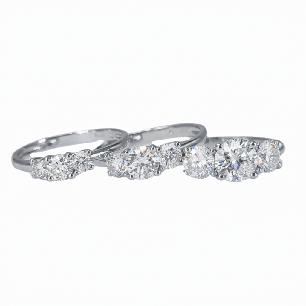 Lab Grown Diamond 9CT White Gold Trilogy Ring -Lab Grown Diamonds