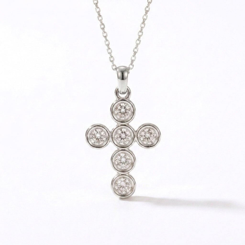 Lab Grown Diamond 9CT White Gold Tube Cross Pendant -Lab Grown Diamonds