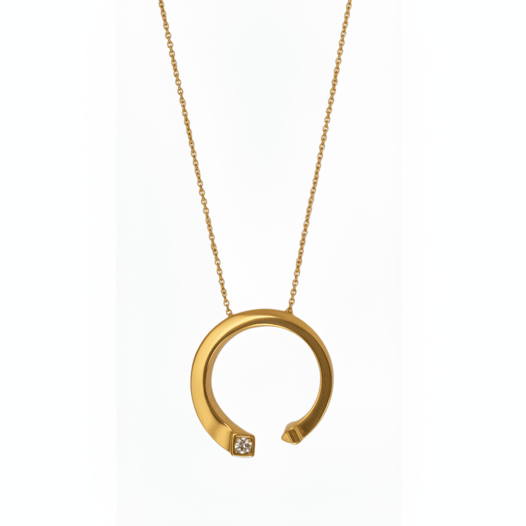 Lab Grown Diamond 9CT Yellow Gold Half Circle Pendant -Lab Grown Diamonds