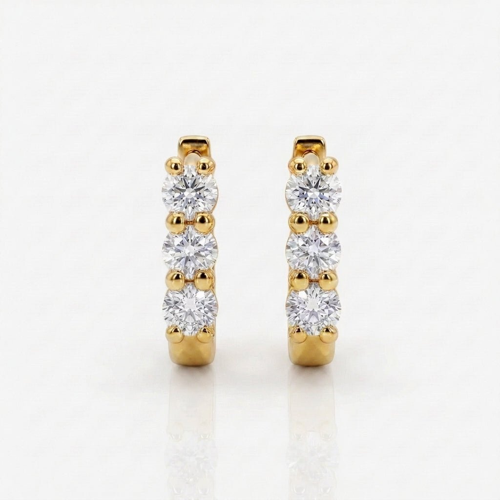 Lab Grown Diamond 9CT Yellow Gold Straight Huggies -Lab Grown Diamonds