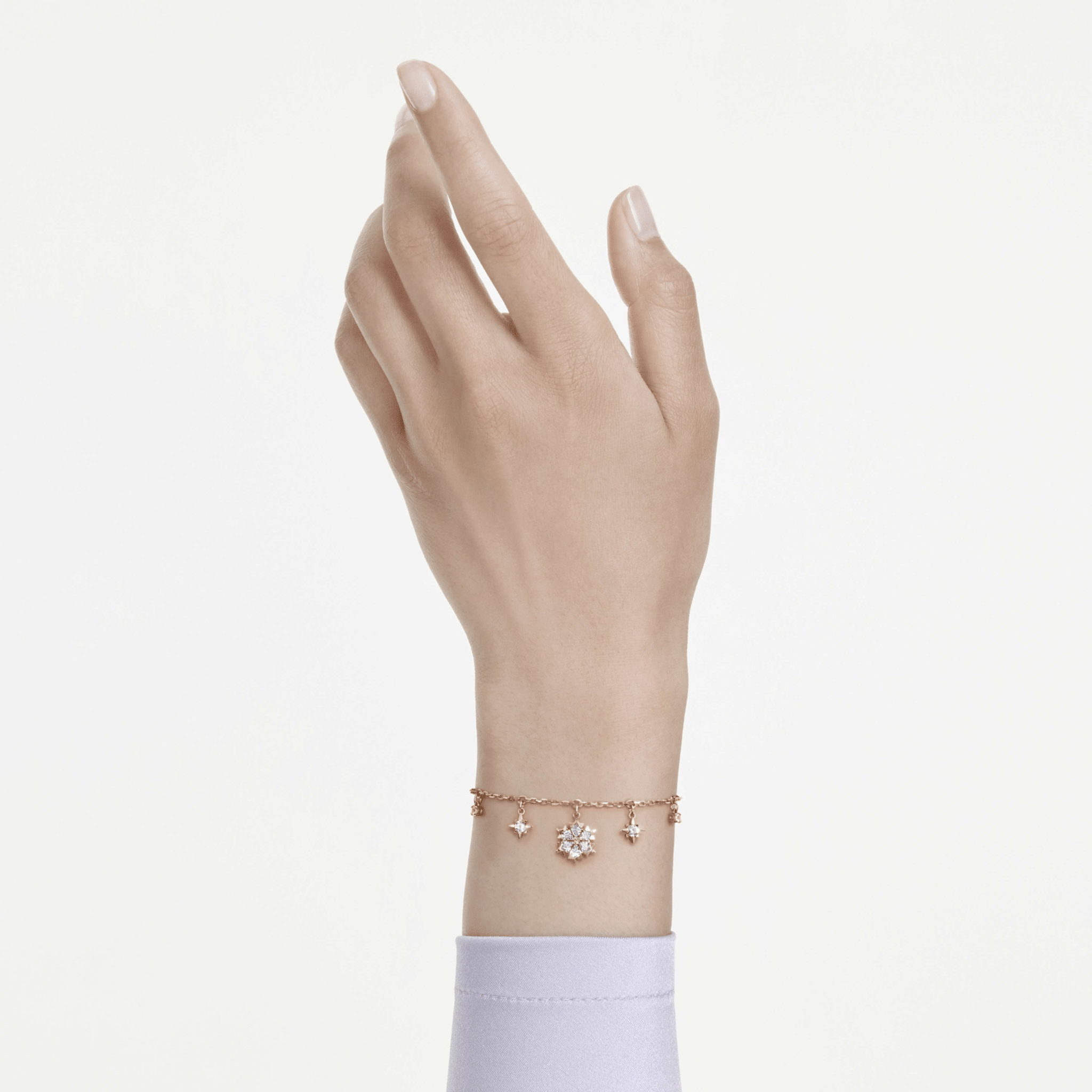 Magic bracelet, Mixed cuts, Snowflake, White, 18K gold finish -Swarovski