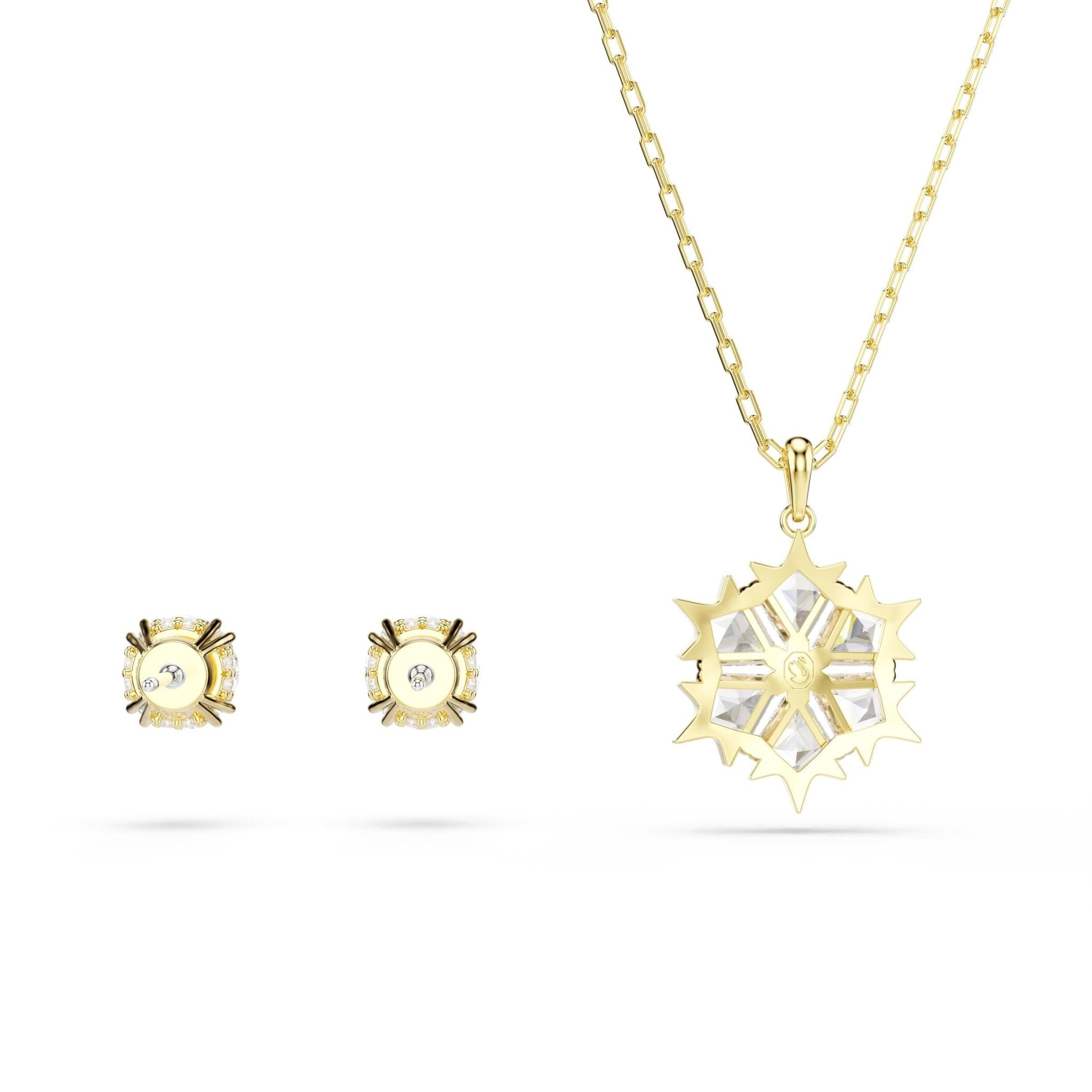 Magic set, Set (2), Mixed cuts, Snowflake, White, 18K gold finish -Swarovski