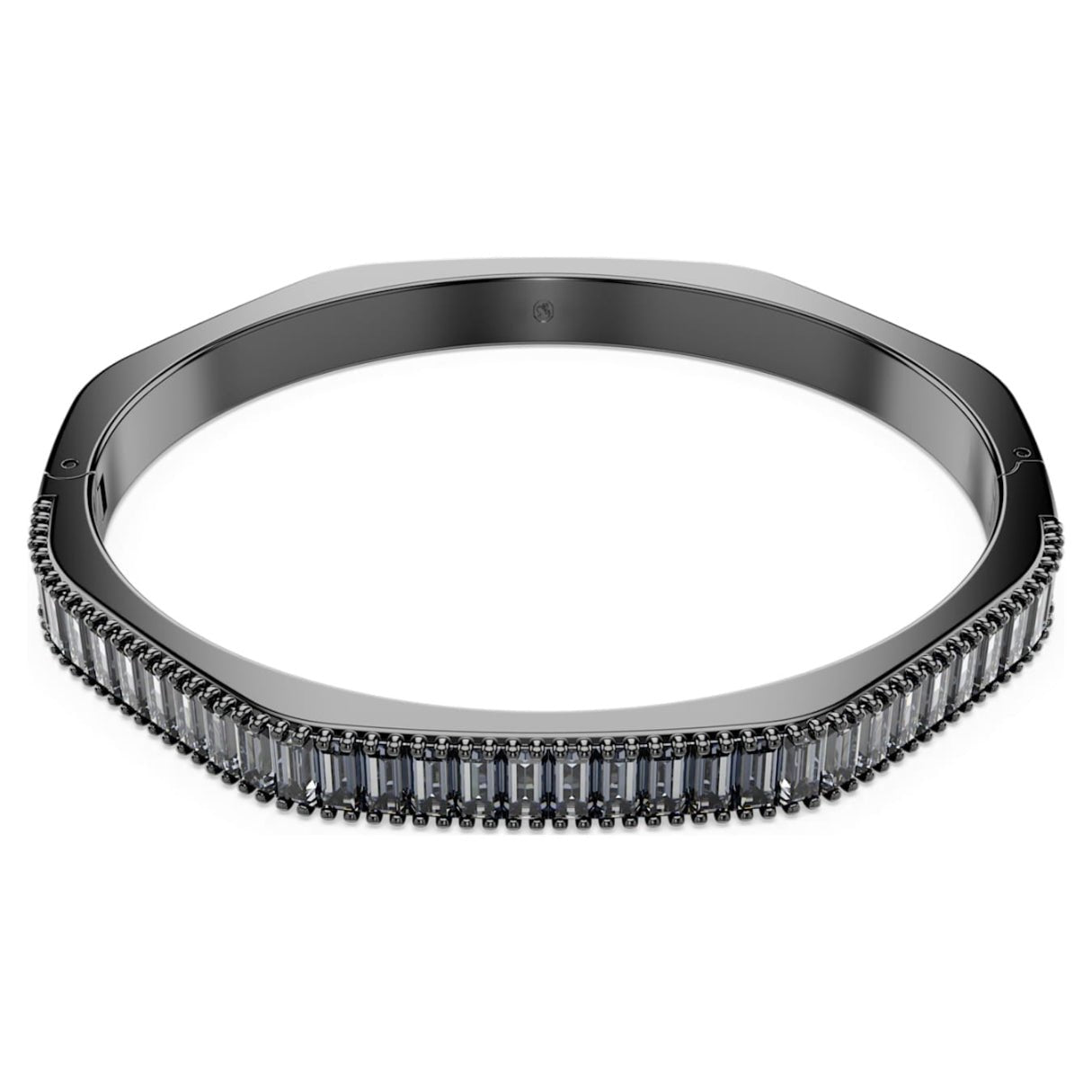 Matrix bangle Baguette cut, Octagon shape, Grey, Ruthenium plated -Swarovski
