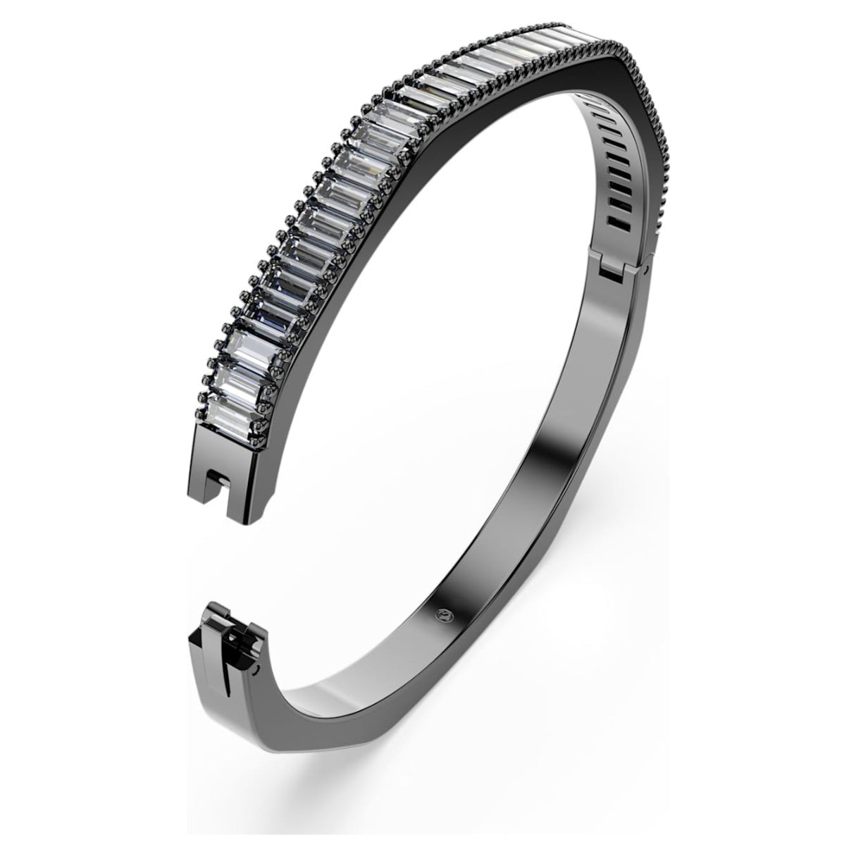 Matrix bangle Baguette cut, Octagon shape, Grey, Ruthenium plated -Swarovski