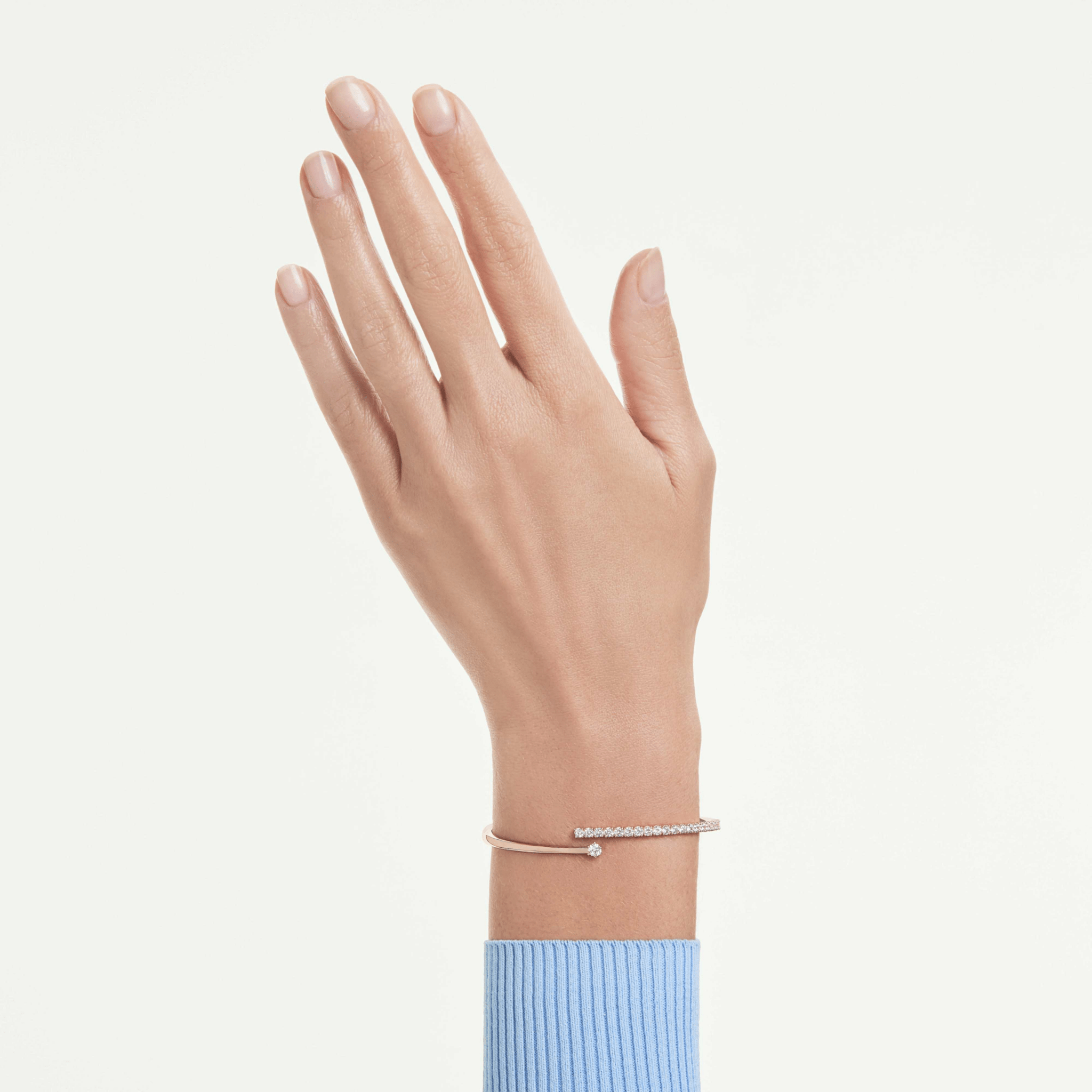 Matrix bangle, Round cut, White, 18K rose gold finish -Swarovski