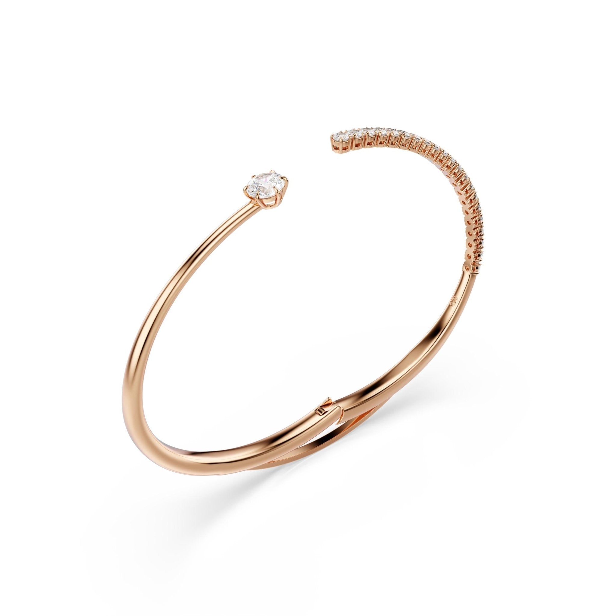 Matrix bangle, Round cut, White, 18K rose gold finish -Swarovski