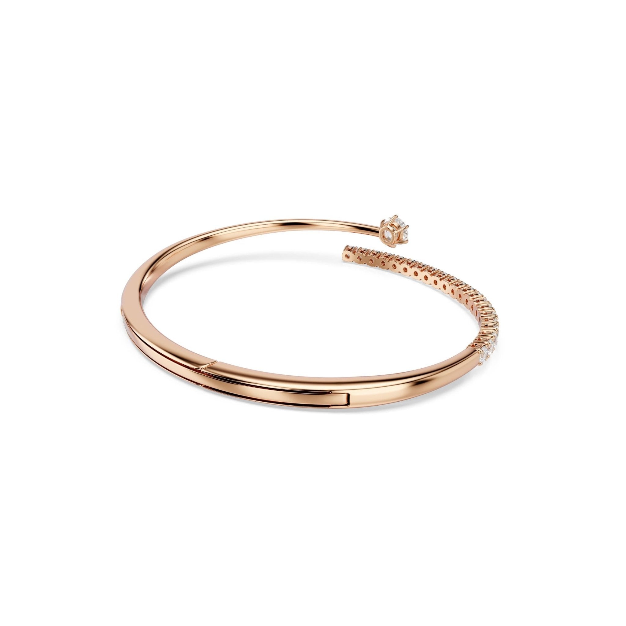 Matrix bangle, Round cut, White, 18K rose gold finish -Swarovski