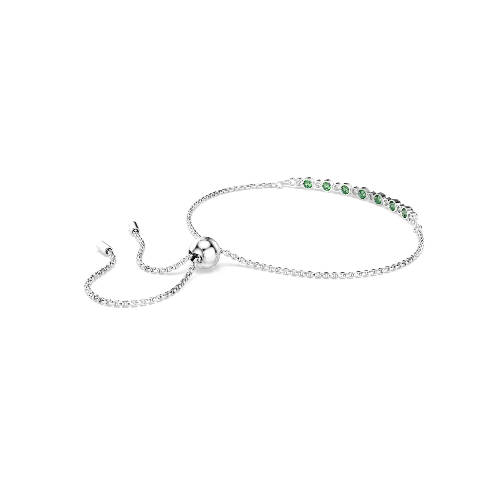 Matrix bracelet, Round cut, Green, Rhodium plated -Swarovski