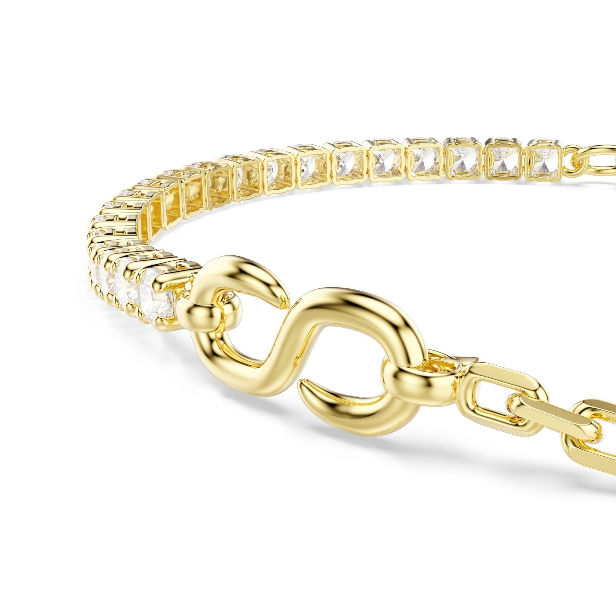 Matrix bracelet, Round cut, White, 18K gold finish -Swarovski