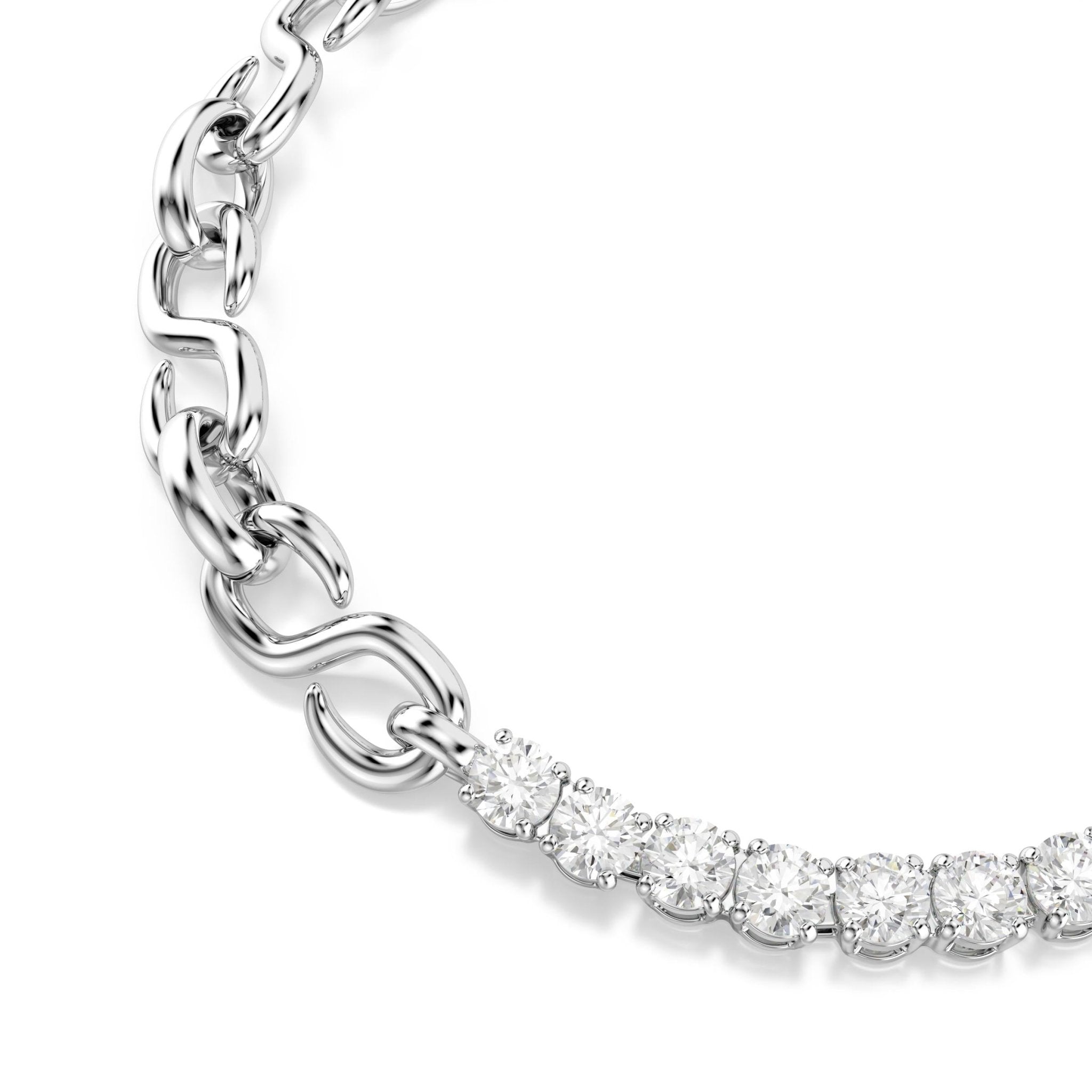 Matrix bracelet, Round cut, White, Rhodium plated -Swarovski