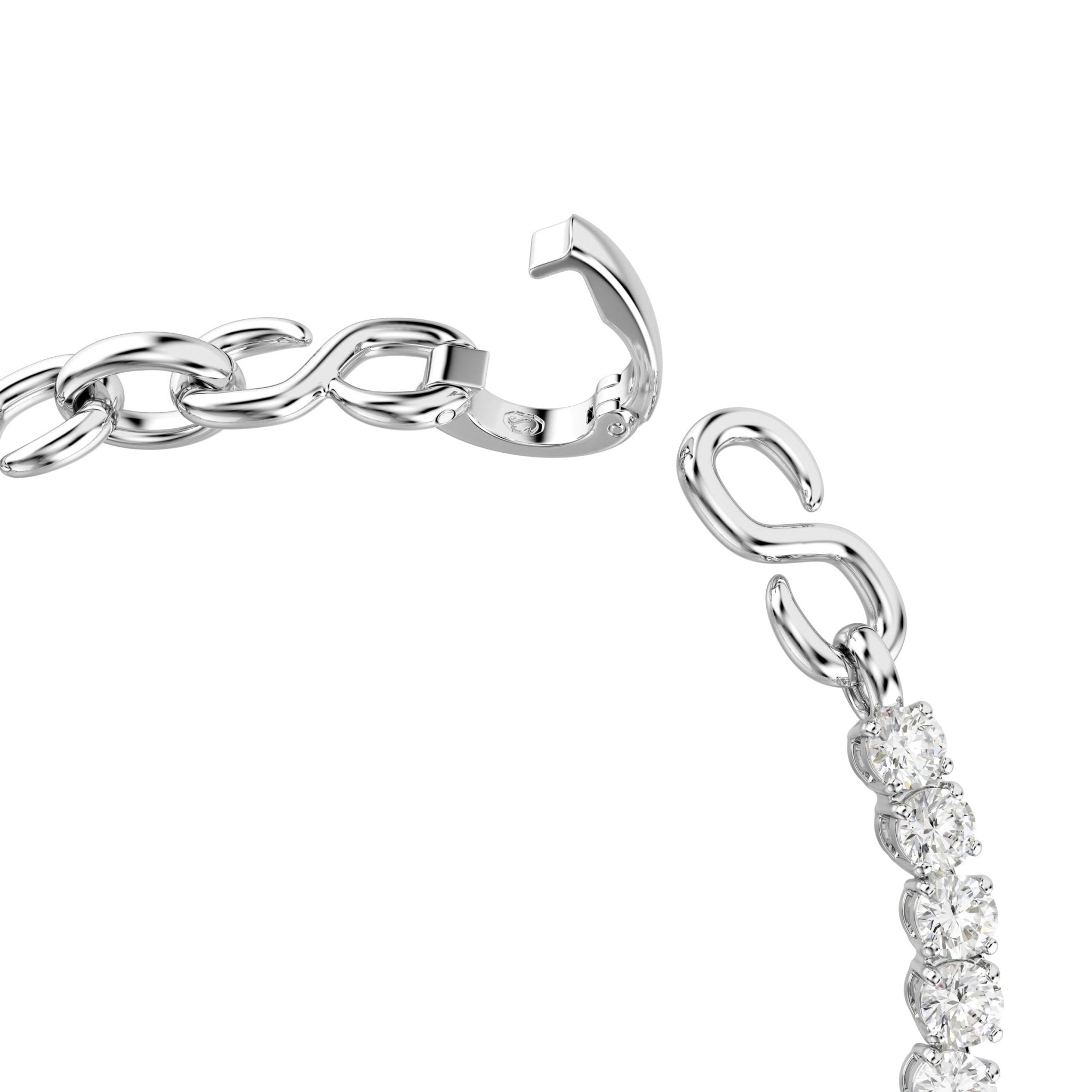 Matrix bracelet, Round cut, White, Rhodium plated -Swarovski